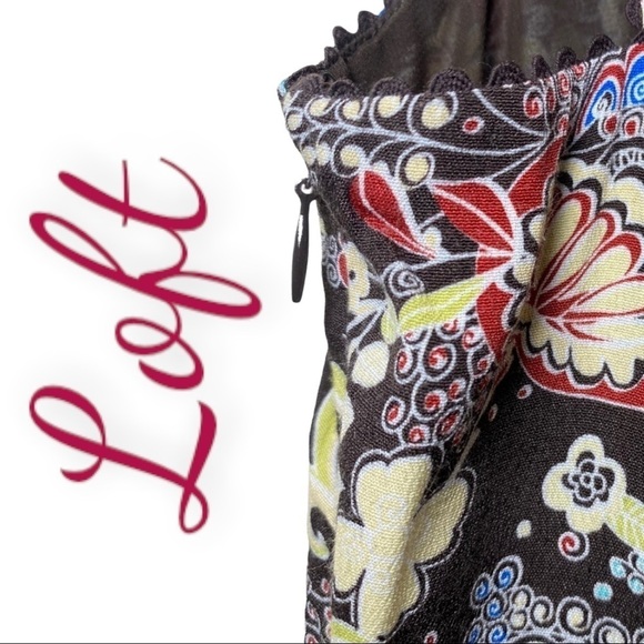 LOFT Boho Floral Sleeveless V-Neck Midi Dress, Size 2 - Picture 4 of 8